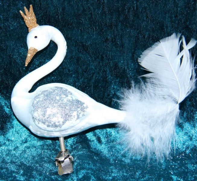 Christbaumschmuck 5 Stück Schwan Figur aus Glas Baumschmuck handbemalt