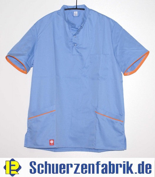 Herren Schlupfkasack Pflegerhemd Pflegerkasack blau mit Arm