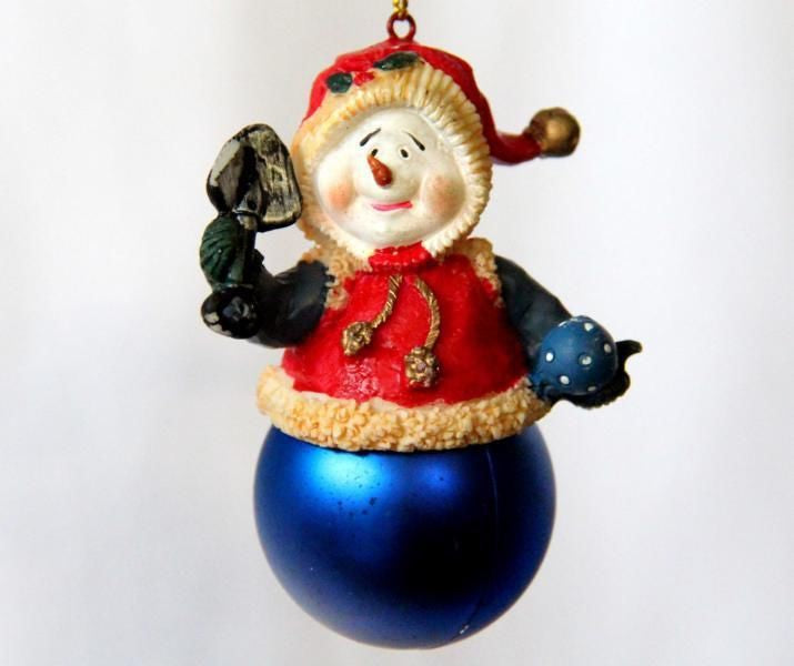 Christbaumschmuck Schneemann auf Weihnachtskugel Anhänger Baumschmuck