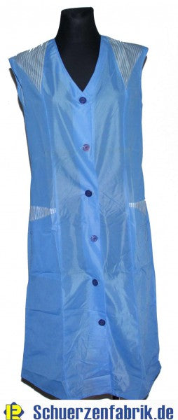 Damenkittel Kittel Schürze Dederon Polyester blau ohne Arm