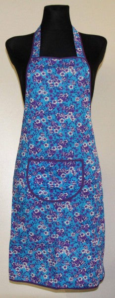 Trägerschürze Latzschürze Schürze Grillschürze Kochschürze Baumwolle blau Blumen