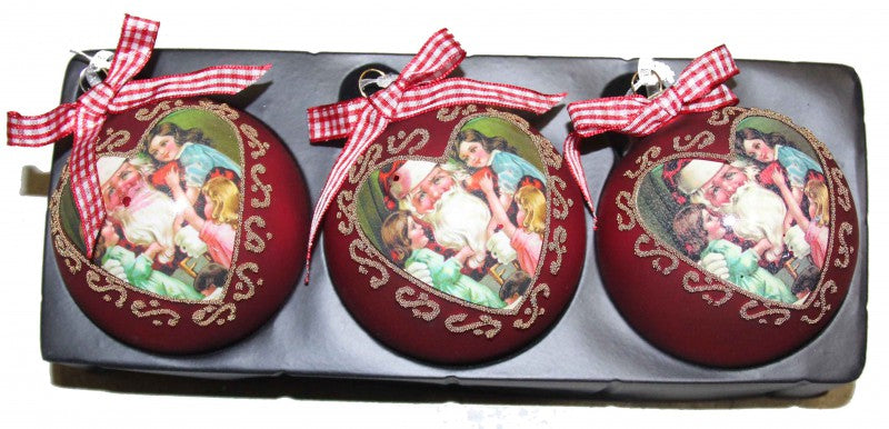 3 Kugeln aus Glas Baumschmuck Christbaumschmuck mit Abziehbild