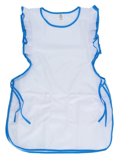 Chasuble Kasack Überwurf Schürze Dederon Nylon Nostalgie Rüsche weiß
