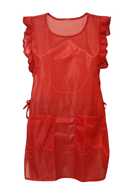 Chasuble Kasack Überwurf Schürze Dederon Nylon Nostalgie Rüsche einfarbig