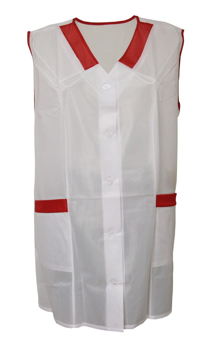 Tunic, lab coat, apron, white, Dederon, nylon, Ostalgia, GDR