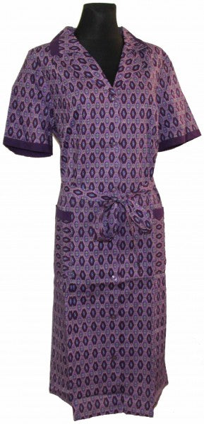 Knopfkittel Damenkittel Kittel Schürze Hauskleid mit Gürtel Baumwolle lila