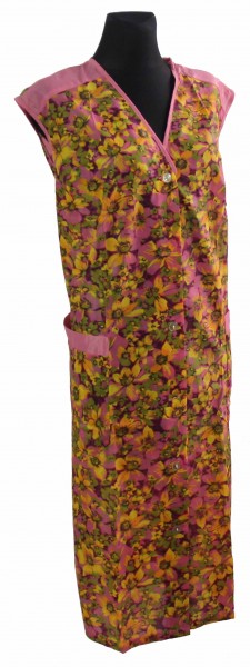 Kittel Schürze Kittelschürze Hauskleid Dederon Nylon bunt