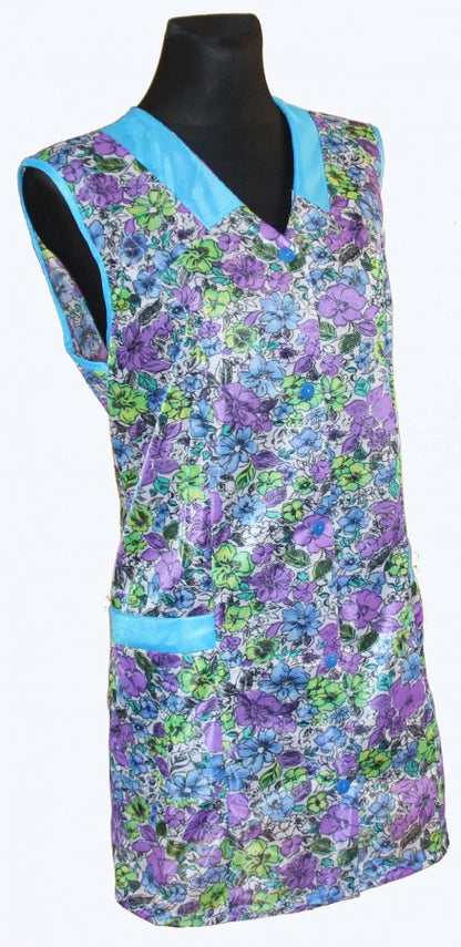 7/8 Kasack Kittel Schürze kurz Dederon Nylon Polyester bunt
