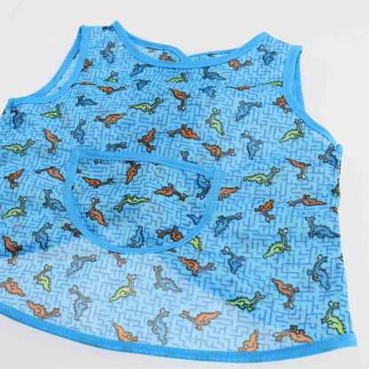 Kinderschürze hinten zum knöpfen Dederon Malschürze Jungenschürze blau versch. Muster
