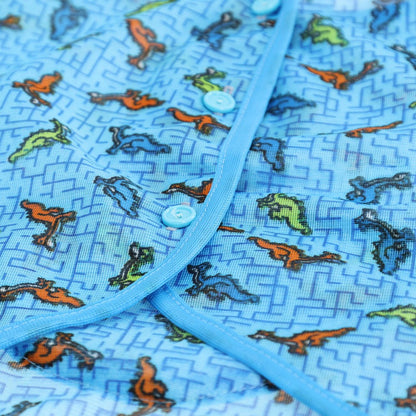 Kinderschürze hinten zum knöpfen Dederon Malschürze Jungenschürze blau versch. Muster