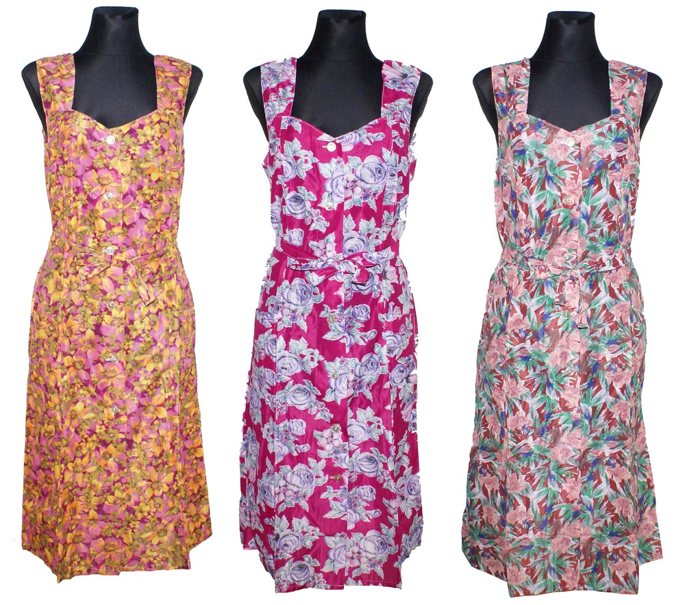 Kleid Trägerkleid Hauskleid Gartenkleid Strandkleid Dederon Nylon