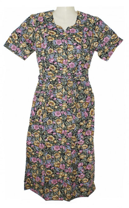 Kittel Schürze Hauskleid mit 1/4 Arm Bw. bunt