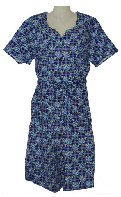 Kittel Schürze Hauskleid mit 1/4 Arm Bw. bunt