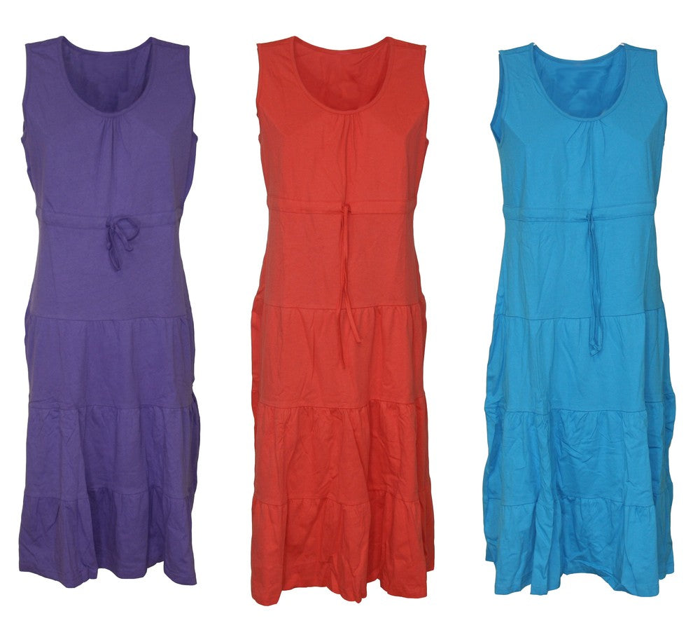 Kleid Hauskleid Gartenkleid Strandkleid Jersey rot, blau, lila