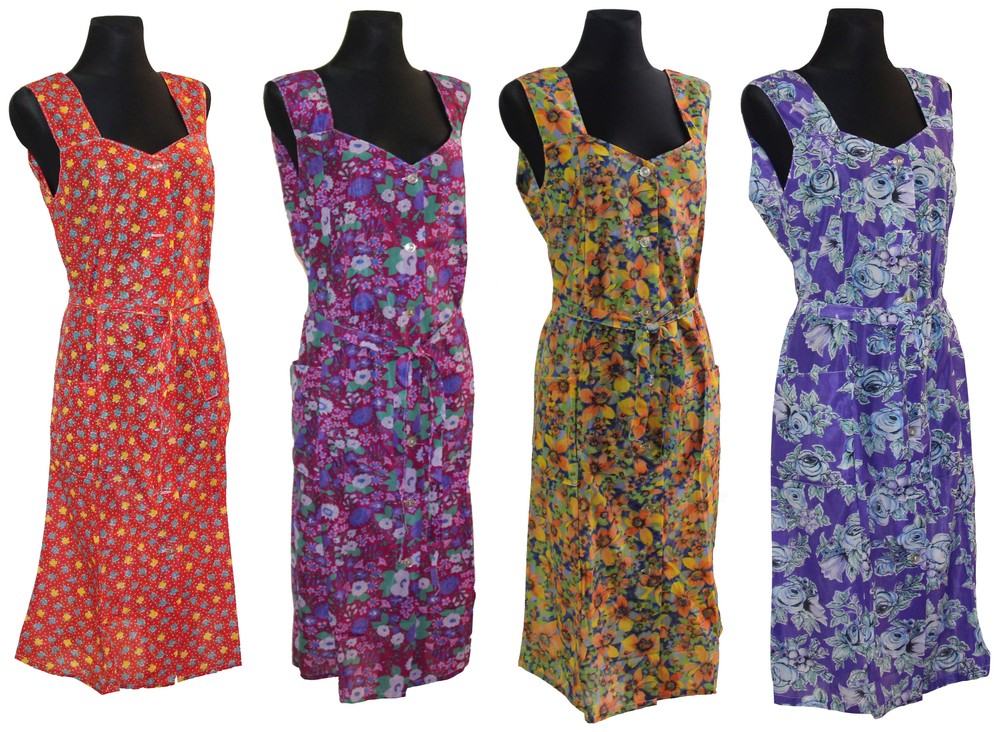 Kleid Trägerkleid Hauskleid Gartenkleid Strandkleid Dederon Nylon