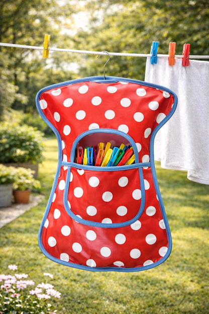Apron Factory Klammerkleid Oilcloth GDR Style with Wooden Hanger 37 x 48 cm