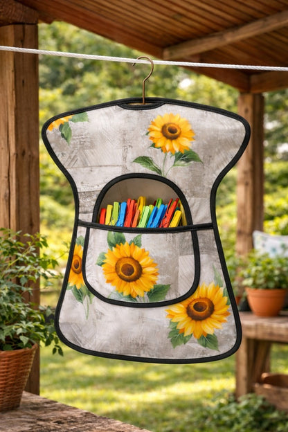 Apron Factory Klammerkleid Oilcloth GDR Style with Wooden Hanger 37 x 48 cm