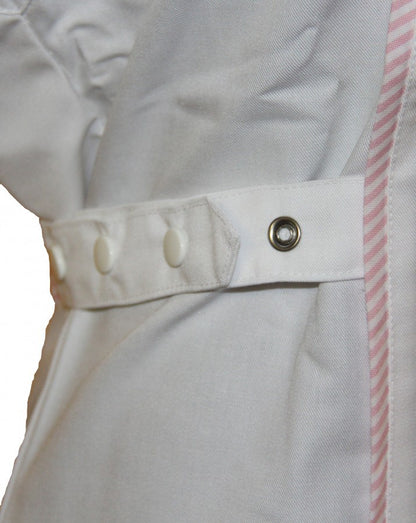 Damen  Kittel Fleischer Schürze ohne Arm/ mit Arm weiß/rosa