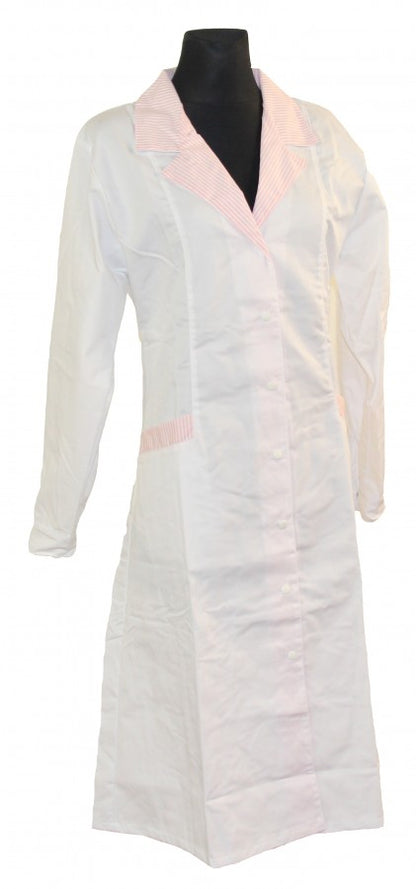 Damen  Kittel Fleischer Schürze ohne Arm/ mit Arm weiß/rosa
