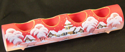 schöne Dekoration fürs Teelicht aus Glas in rot für Weihnachten handbemalt