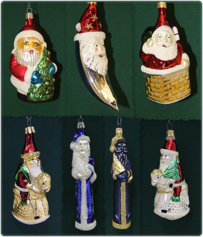 Christmas tree decorations, Christmas baubles, glass figures, pendants, tree ornaments, tree hangings, handmade, mouth-blown, Christmas