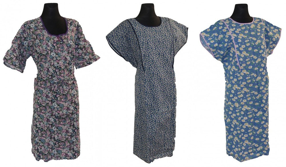 sehr bequemes Hauskleid Gartenkleid 1/4 Arm Schlupfkittel Baumwolle Seersucker