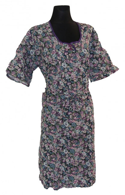 sehr bequemes Hauskleid Gartenkleid 1/4 Arm Schlupfkittel Baumwolle Seersucker