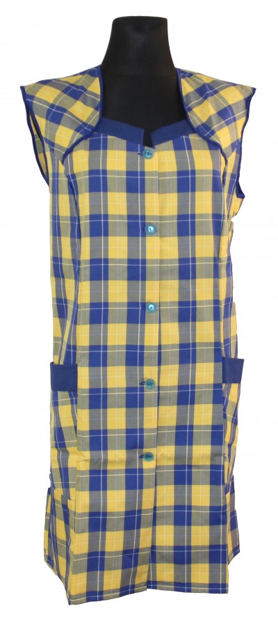 7/8 Kasack Kittel Schürze kurz Baumwolle/Polyester kariert bügelfrei