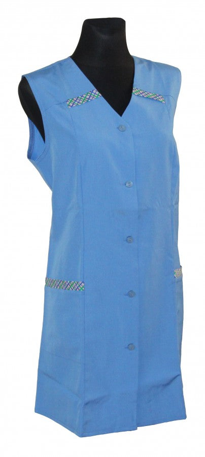 7/8 Kasack Schwesternkasack Damenkasack ohne Arm blau
