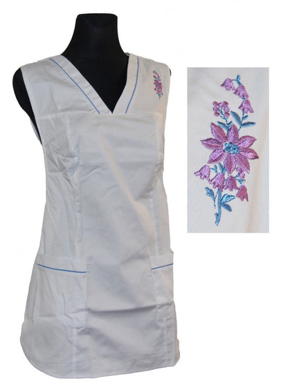 Chasuble Kasack Überwurf Schürze weiß seitlich zum Knöpfen