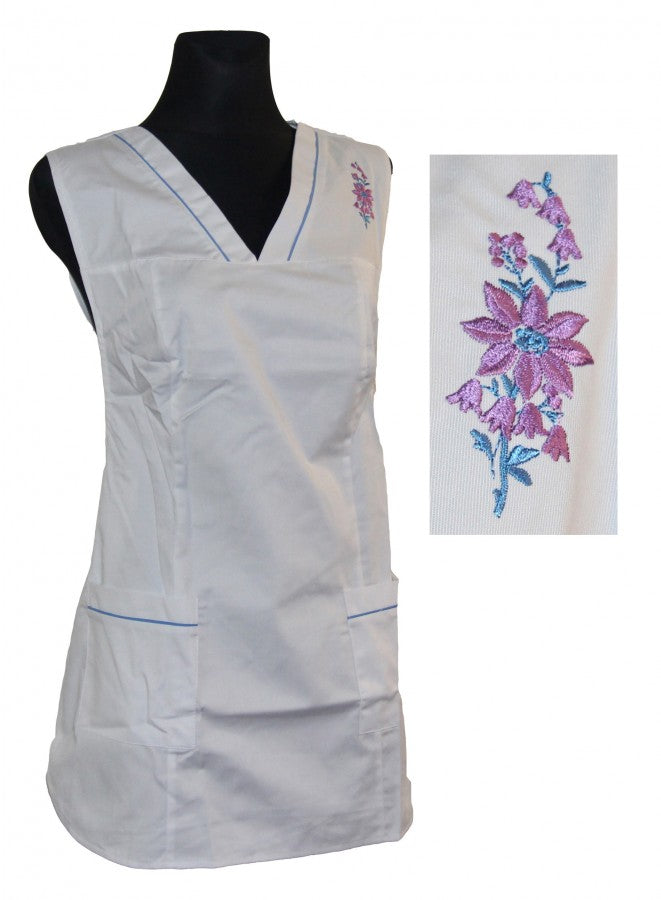 Chasuble Kasack Überwurf Schürze weiß seitlich zum Knöpfen