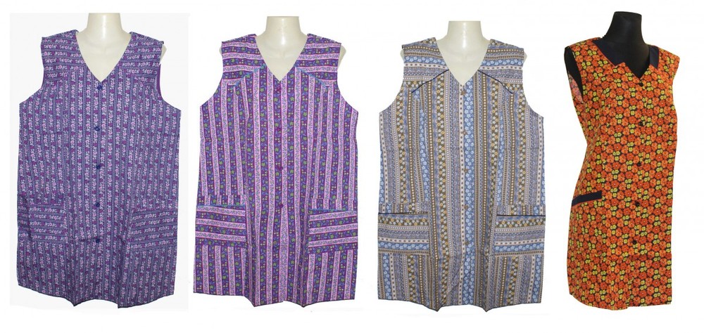 7/8 Kasack Kittel Schürze kurz Baumwolle/Polyester bunt