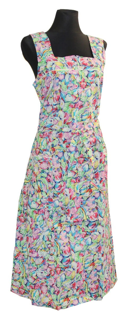 Kleid Trägerkleid Hauskleid Seersucker Gartenkleid Strandkleid Baumwolle