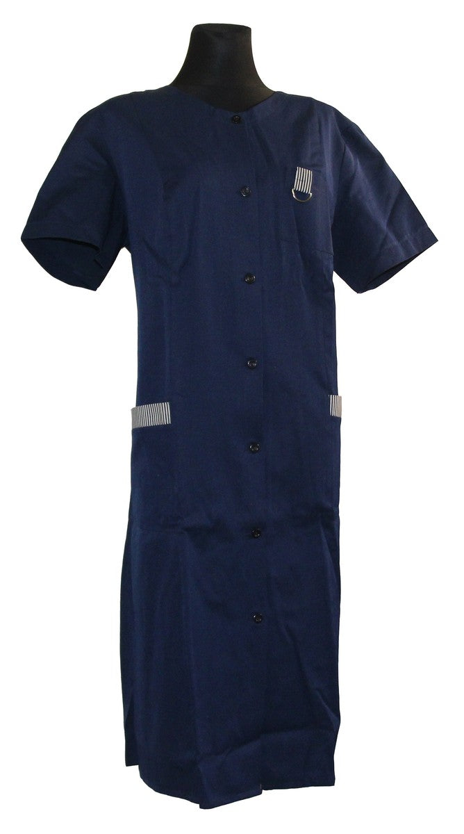 Damenkittel Kittel Schürze blau kurzer Arm Baumwolle/Polyester