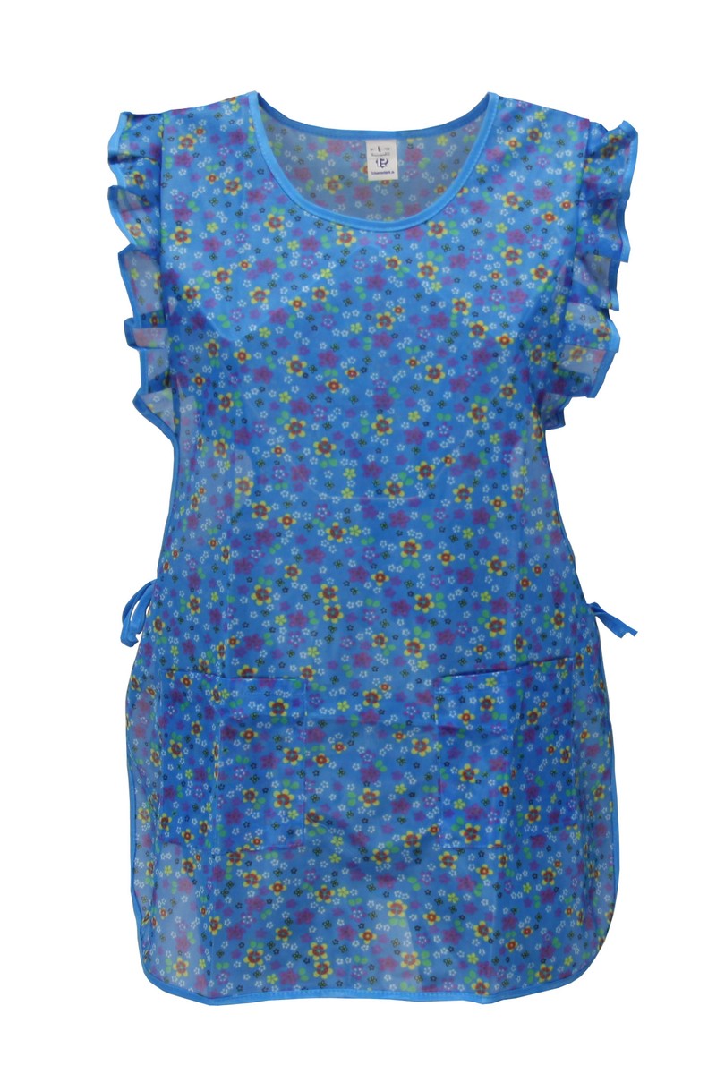 Chasuble Kasack Überwurf Schürze Dederon Nylon Nostalgie Rüsche bunt