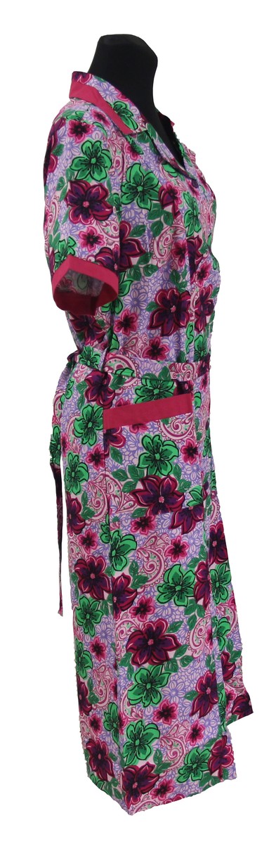 Kittel Schürze Hauskleid mit 1/4 Arm Baumwolle bunt