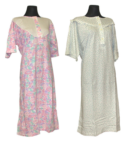 Nachtwäsche Nachtkleid Nachthemd 1/4 Arm Nachtgewand Damen