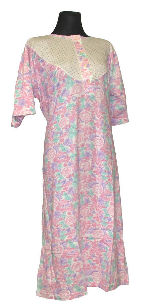 Nachtwäsche Nachtkleid Nachthemd 1/4 Arm Nachtgewand Damen