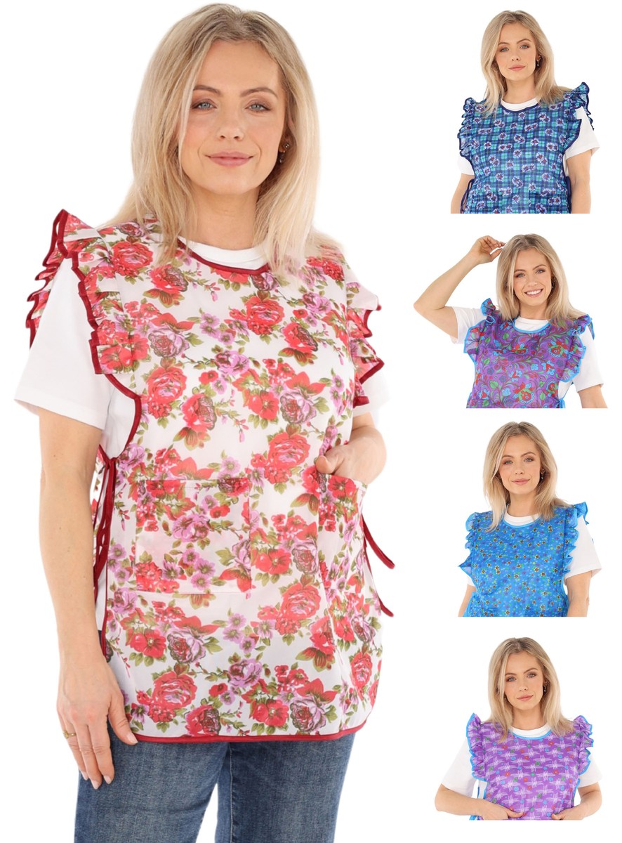 Chasuble Schürze mit Rüsche geblümt 2 Taschen seitlich bindbar