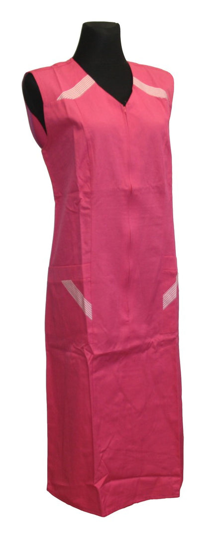 Pink zippered smock, zip-up housecoat, apron