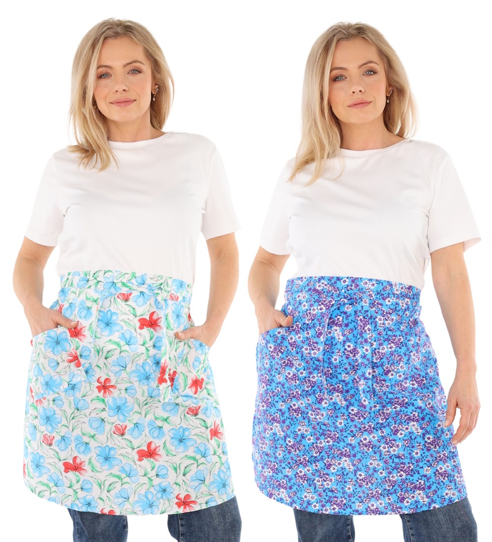 Floral cotton half apron, waist apron, pinafore, apron, chef's apron
