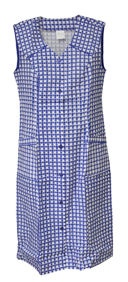 Knopfkittel Baumwolle kariert Hauskleid Kittel Schürze