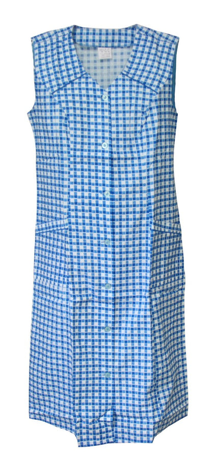 Knopfkittel Baumwolle kariert Hauskleid Kittel Schürze