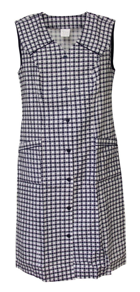 Knopfkittel Baumwolle kariert Hauskleid Kittel Schürze