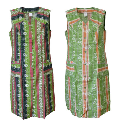 Knopfkittel Baumwolle bunt Hauskleid Kittel Schürze