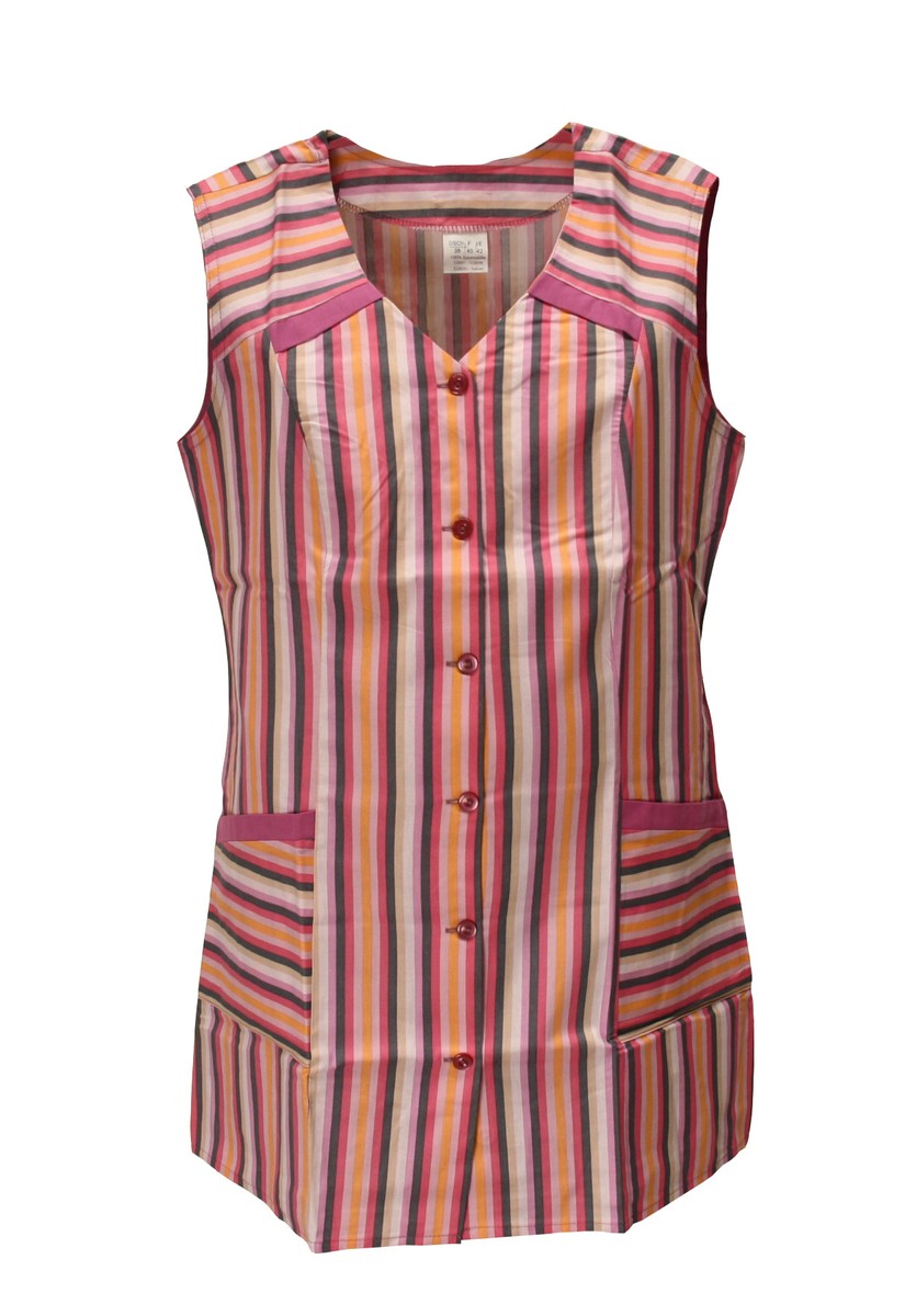 7/8 Tunic, cotton, striped, short apron, sleeveless, colorful