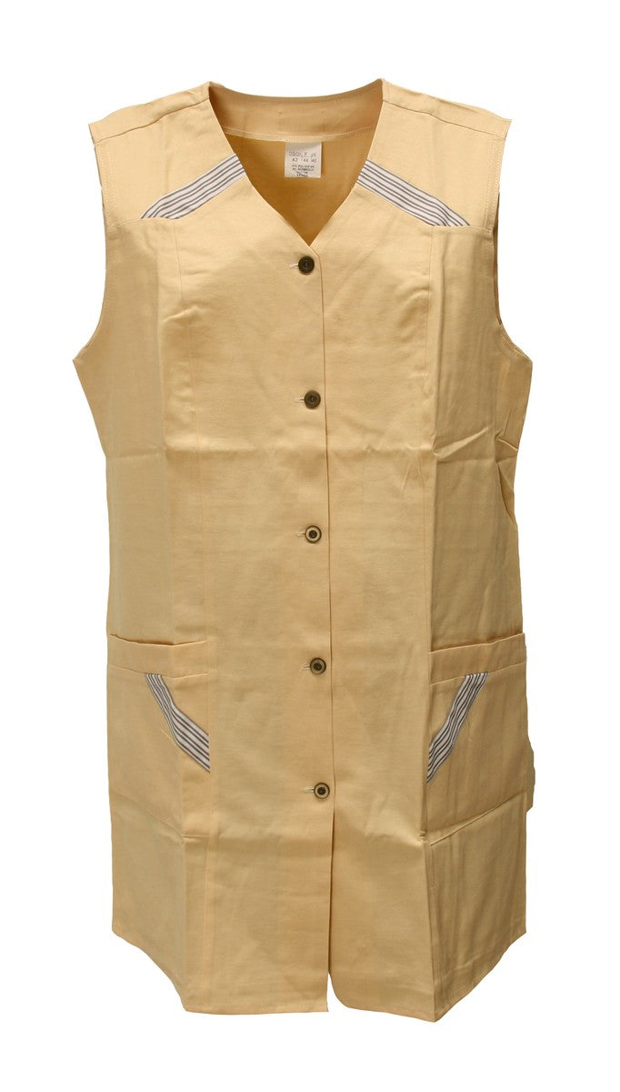 7/8 tunic, cotton, plain, short apron, sleeveless