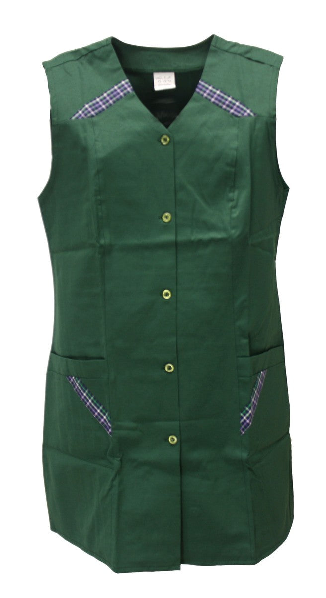 7/8 tunic, cotton, plain, short apron, sleeveless