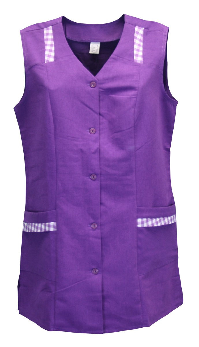 7/8 tunic, cotton, plain, short apron, sleeveless