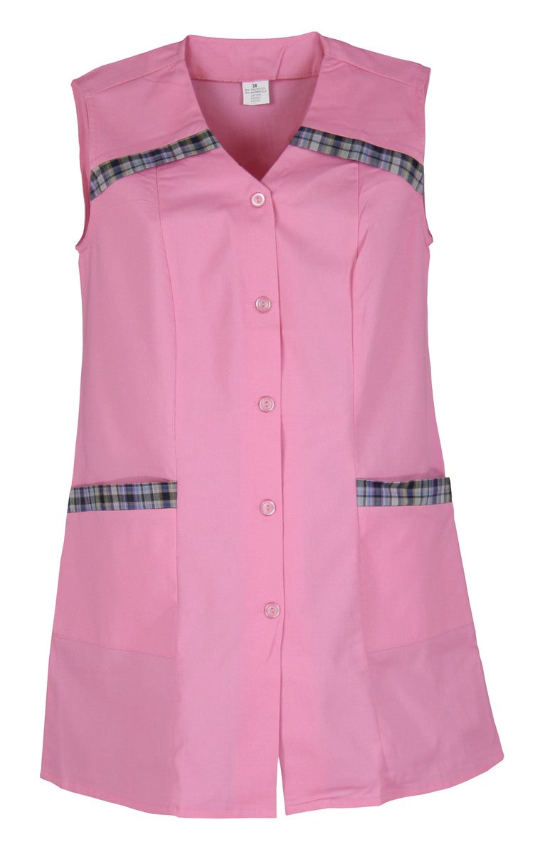 7/8 tunic, cotton, plain, short apron, sleeveless
